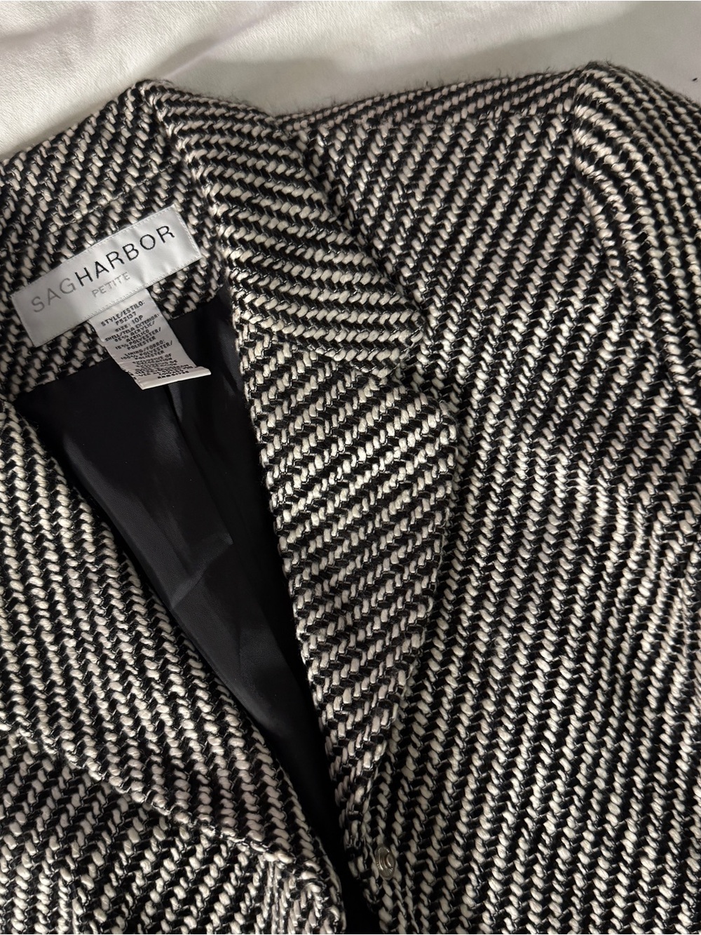 Sag Harbor Petite Black & White Herringbone Blazer